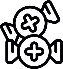 Poster - Line vector of round shaped candies with cross sign depicting delicious lollipops