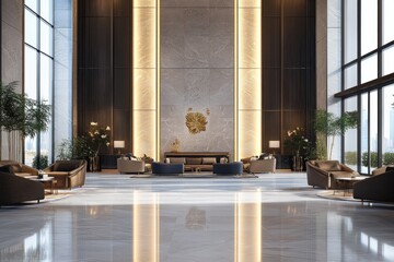 Wall Mural - Luxury Lobby. Modern Interior Design with Luxurious Furniture in Contemporary Hotel Space