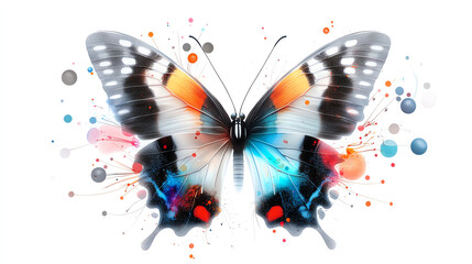 Poster - A digital transformation the pixelated butterfly symbolizing the fusion of nature and technology in a vibrant world