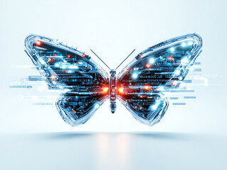 Poster - Digital metamorphosis a butterfly crafted from the threads of code and technology