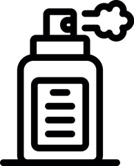 Poster - Simple bold outline icon of a spray bottle releasing a jet of vaporized liquid