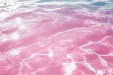 Wall Mural - transparent pink water surface reflecting sunlight and creating glowing ripples for modern abstract 