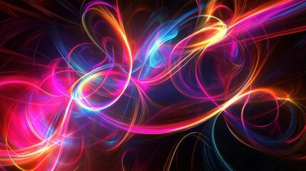 Fototapete - Bright neon lines curving and twisting, creating a futuristic abstract design, vibrant and energetic