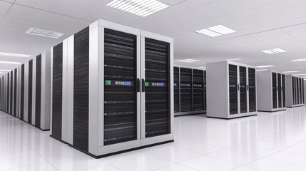 Poster - Data processing and storage center featuring advanced server room and supercomputer technology for efficient information management and processing