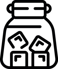 Poster - This icon represents a glass jar containing ice cubes, perfect for depicting cold beverages and refreshment