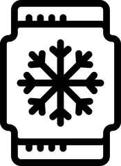 Poster - Bold outline icon representing a freezer safe container designed for storing frozen food products, symbolizing food preservation and organization