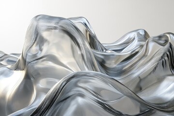Poster - Abstract metallic landscape flowing with smooth waves