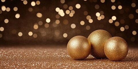 Sticker - Golden Glitter Balls on Shimmering Background