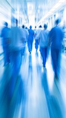 Aufkleber - Medical professionals in a busy hospital environment working together to care for patients Stock Photo with side copy space