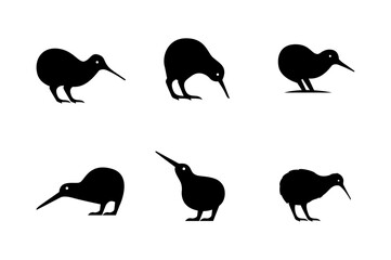 Kiwi bird logo icon design minimal simple black white