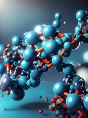 Molecule model showcasing intricate chemical structures against a blurred abstract background, representing science and research.