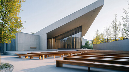 a contemporary church with an open-air design