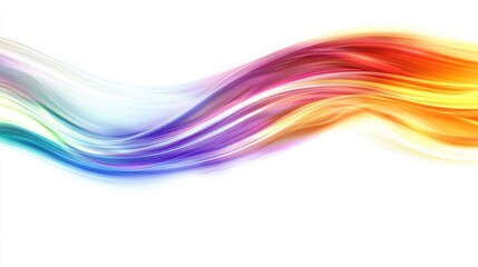 Fototapete - Abstract rainbow light trails, twisting and flowing seamlessly on a white background, bright and vibrant