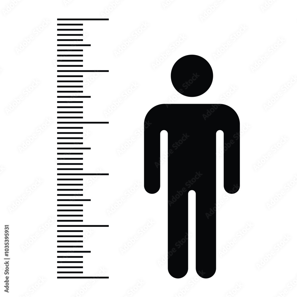 Body height vector icon. Meter, gauge illustration. Measuring a person ...
