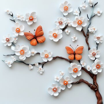 Think Spring. Decorative Floral Bloom for April Butterfly Character