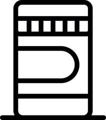 Poster - Simple black outline icon representing a jar of protein powder, a common supplement for athletes and fitness enthusiasts