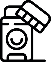 Poster - this icon represents a new way of paying for laundry services using a credit card on a smart washing