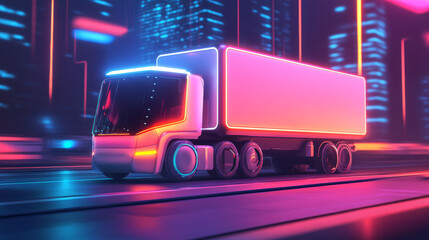 A futuristic autonomous delivery vehicle designed for cargo transportation, showcasing a robotic self-driving lorry. This concept highlights innovations in logistics and driverless automotive technolo