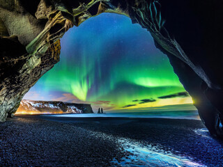aurora from a cave