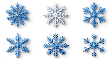 Sticker - exquisite light blue snowflakes embellished with white rhinestones set against a pristine white backdrop for winter decoration ideas