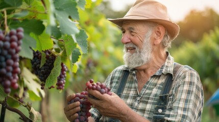 A smiling male farmer working in plantation field in farm