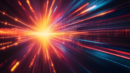 Web development concept with abstract high speed technology POV motion blur. 
