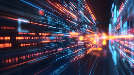 Web development concept with abstract high speed technology POV motion blur. 
