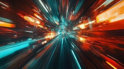 Web development concept with abstract high speed technology POV motion blur. 
