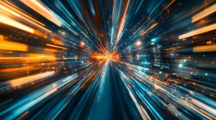 Web development concept with abstract high speed technology POV motion blur. 