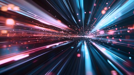 Web development concept with abstract high speed technology POV motion blur. 