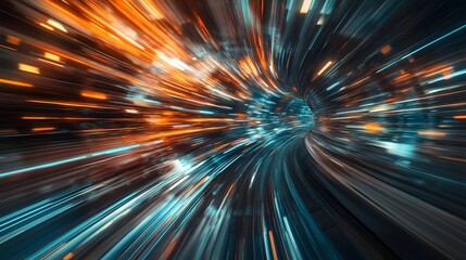 Web development concept with abstract high speed technology POV motion blur. 