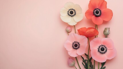 Wall Mural - pink and white flowers on a white background