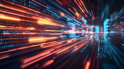 Web development concept with abstract high speed technology POV motion blur. 