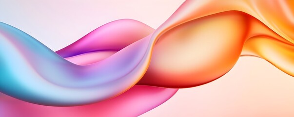Poster - Holographic Waves of Light - Surreal Fluid Abstract Curves with Iridescent Tones and Futuristic Gradients for Modern Design Projects