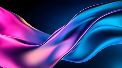 Poster - Vibrant Neon Holographic Abstract Shapes - Futuristic Fluid Textures with Iridescent Reflections for Modern Design Projects