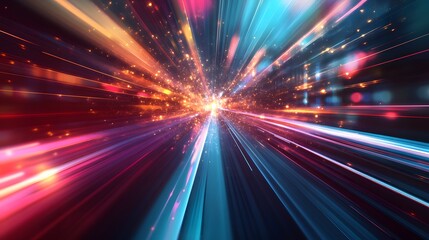 Web development concept with abstract high speed technology POV motion blur. 