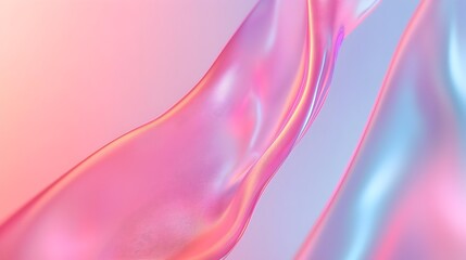 Poster - Futuristic Metallic Abstract Shapes with Holographic Glow - Fluid Motion and Iridescent Colors in Dynamic Gradient Lighting