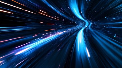 Web development concept with abstract high speed technology POV motion blur. 