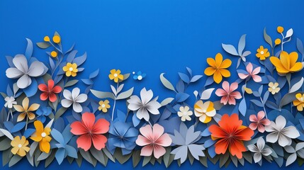 Wall Mural - a flower wreath on a blue background