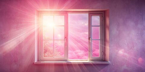 Canvas Print - Soft pink window backdrop with luminous sunlight, ideal for cellphone wallpapers and design templates. Evoke tranquility and minimalist beauty for serene, relaxing experiences.