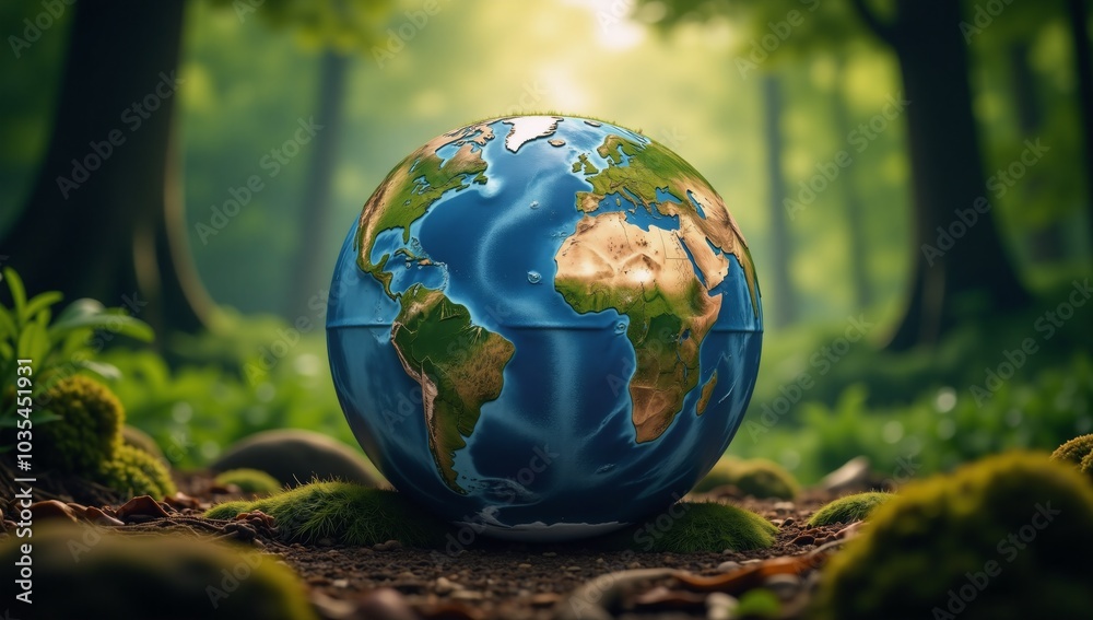 Mother Earth Gaia depicted as an enchanted globe caring for her