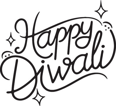 Diwali Typography Silhouette Illustration. Happy Diwali Typography Vector Art 02