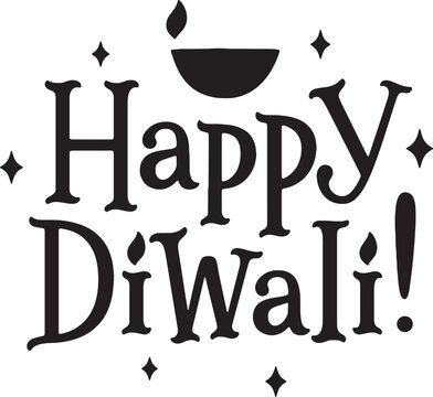 Diwali Typography Silhouette Illustration. Happy Diwali Typography Vector Art 01