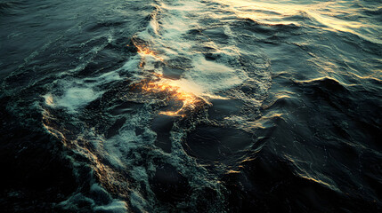 Oil Spill Spreading Across Ocean Surface, Darkening Waters, Environmental Impact, Marine Pollution Scene