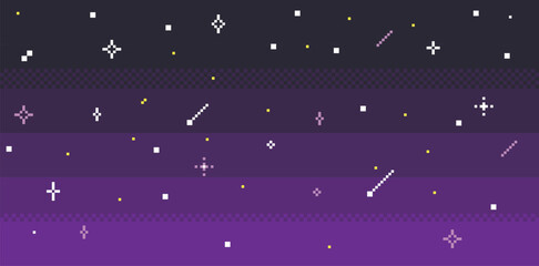 pixel art dark sky background. night sky texture. sparkling stars. arcade retro 8 bit style. black, 