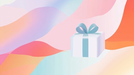 Colorful background template with copy space and gift box for holiday