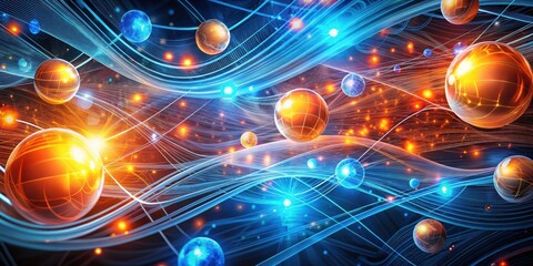 Abstract cosmic dance of energy and matter, woven through a tapestry of glowing threads, creating a mesmerizing cosmic web.