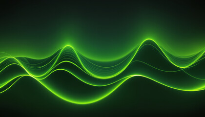 Abstract green wave design with smooth lines, suitable for technology, music, and environmental themes in digital art projects.