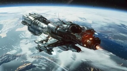 Wall Mural - interstellar spaceship traveling through space, video