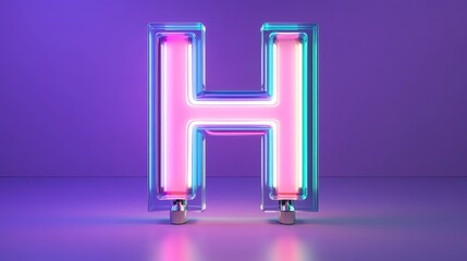 Wall Mural - Neon Letter H - Vibrant and Glowing, symbolizing energy, style, creativity, identity, and innovation.